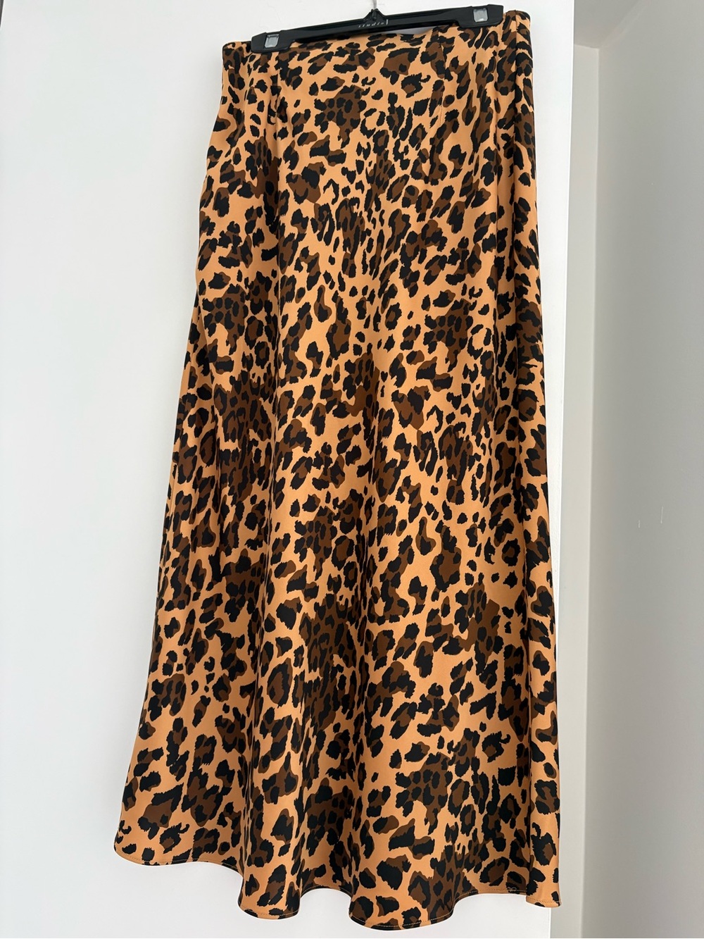 Babaton Leopard-Print A-Line Midi Skirt in Tan and Black